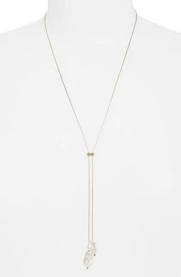 Set & Stones Elliatt Freshwater Pearl Lariat Necklace in Gold at Nordstrom, Size 30