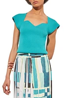 Ming Wang Sweetheart Neck Cap Sleeve Rib Sweater Bermuda at Nordstrom,