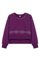 Truce Kids' Embellished Stretch Cotton Sweatshirt in Plum at Nordstrom, Size 14