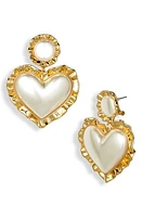 Lele Sadoughi Heart Ruffle Drop Earrings in Pearl at Nordstrom