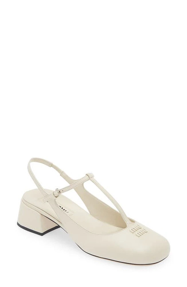 Miu T-Strap Slingback Pump Avorio at Nordstrom,