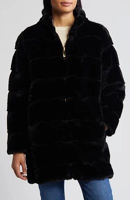 Via Spiga Wavy Reversible Faux Fur Quilted Coat at Nordstrom,