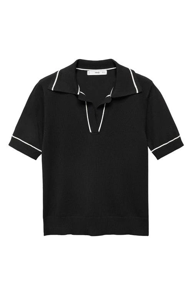 MANGO Johnny Collar Polo Sweater in Black at Nordstrom, Size Xx-Small