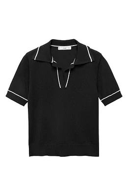 MANGO Johnny Collar Polo Sweater in Black at Nordstrom, Size Xx-Small