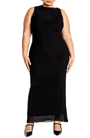 City Chic Jordan Sleeveless Mesh Maxi Dress in Black at Nordstrom