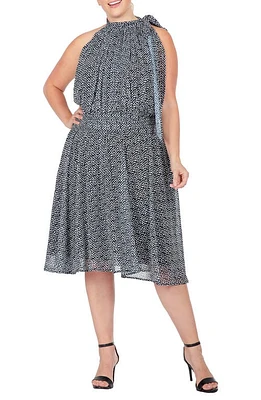 Standards & Practices Halter Neck Flounce Dress Black White at Nordstrom,