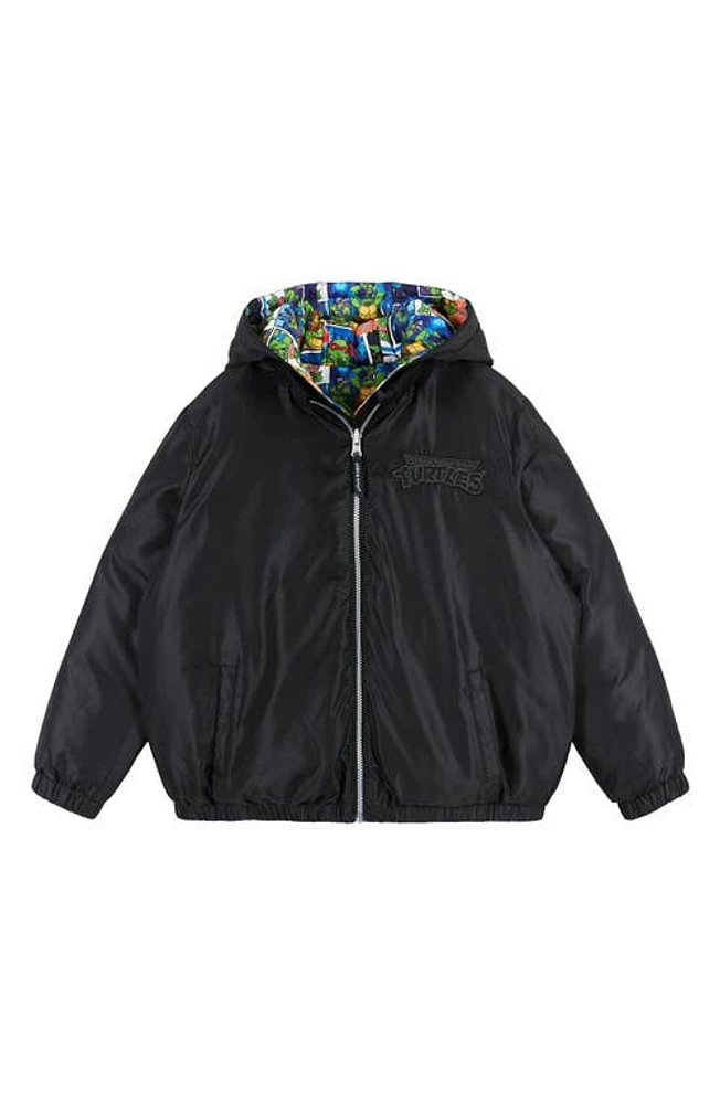 Andy & Evan x Teenage Mutant Ninja Turtles Kids' Reversible Puffer Jacket Black Comic at Nordstrom,