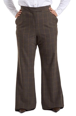 Pari Passu Dalita Windowpane Flare Trousers Brown at Nordstrom,