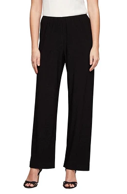 Alex Evenings Matte Jersey Straight Leg Pants Black at Nordstrom,