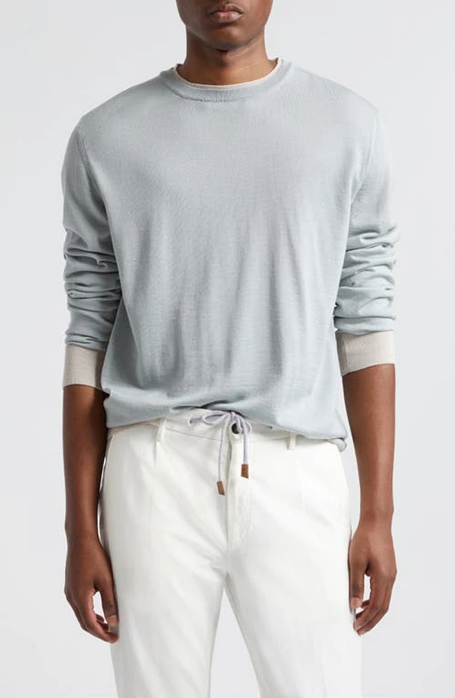 Eleventy Merino Wool & Silk Crewneck Sweater Sand at Nordstrom,