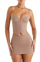 Mistress Rocks Cotton & Linen Corset Top Clay at Nordstrom, A