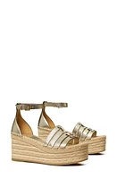 Tory Burch Ines Ankle Strap Espadrille Platform Wedge Sandal Spark Gold at Nordstrom,