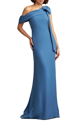 Tadashi Shoji One-Shoulder Crepe Column Gown Cadet Blue at Nordstrom,