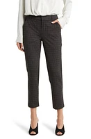 Wit & Wisdom 'Ab'Solution Houndstooth High Waist Ankle Straight Leg Pants Charcoal Brown Olive at Nordstrom,