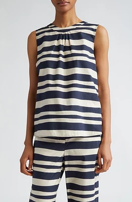 Max Mara Haway Stripe Cotton Top Ultramarine at Nordstrom,