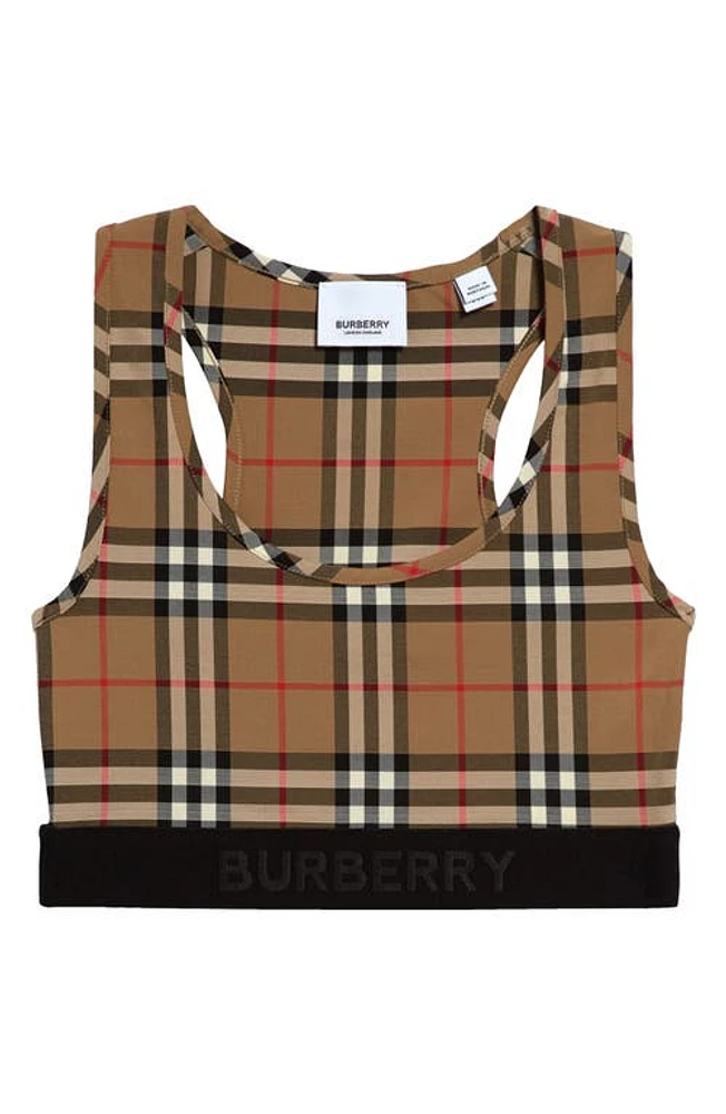 burberry Dalby Check Sports Bra Archive Beige Ip Chk at Nordstrom,