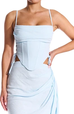 Naked Wardrobe Dream Corset Top Blue Smoke at Nordstrom,