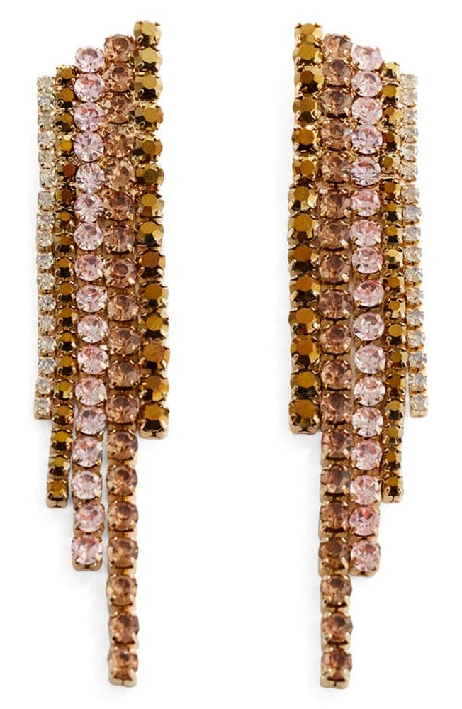 MANGO Crystal Fringe Drop Earrings in Gold Multi at Nordstrom