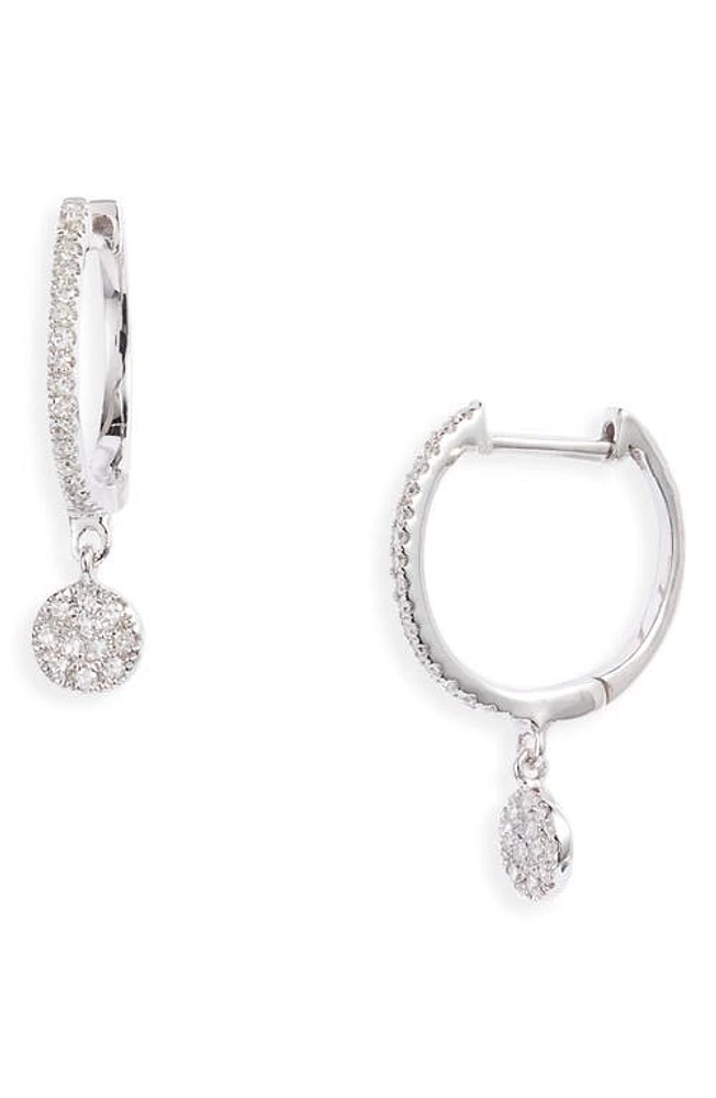 Meira T Diamond Disc Drop Huggie Hoop Earrings in Silver at Nordstrom