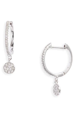 Meira T Diamond Disc Drop Huggie Hoop Earrings in Silver at Nordstrom