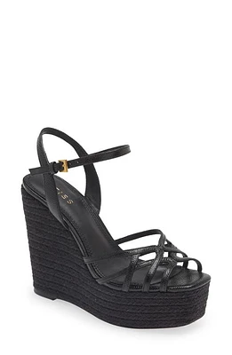 Reiss Elle Espadrille Platform Wedge Sandal in Black at Nordstrom, Size 9.5Us