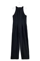 Madewell Seamed Wide Leg Linen Jumpsuit True Black at Nordstrom,