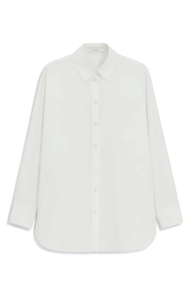 MANGO Cotton Oversize Button-Up Shirt in White at Nordstrom, Size 6