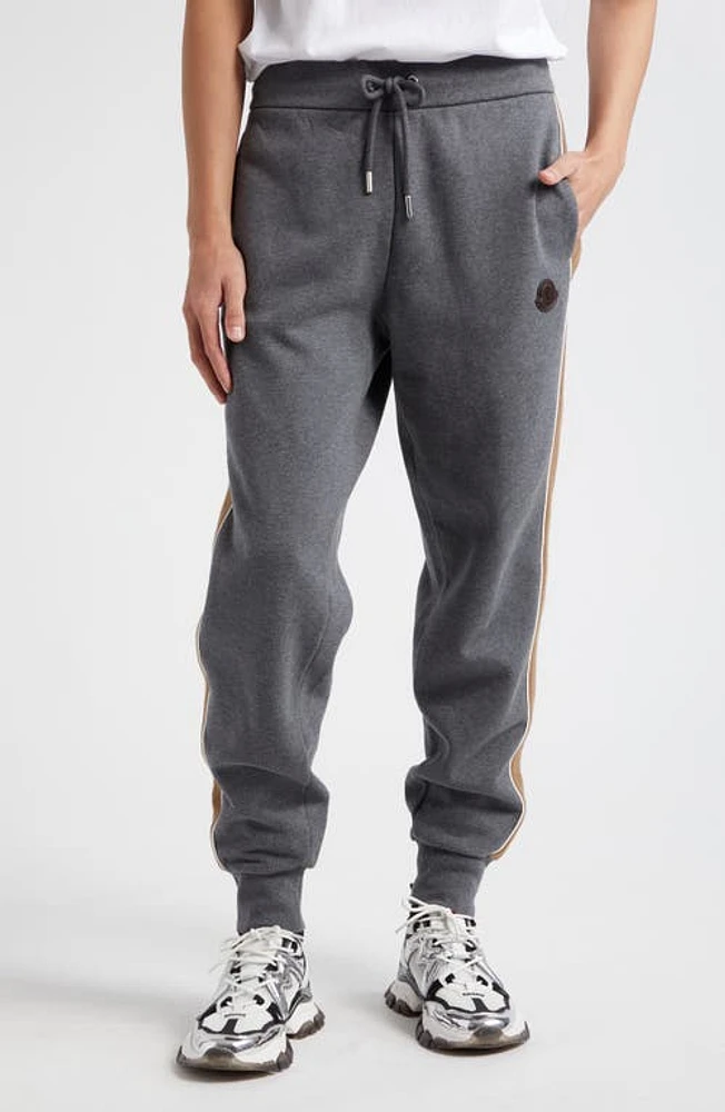 Moncler Contrast Stripe Fleece Joggers Grey at Nordstrom,