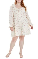 English Factory Floral Ruffle Long Sleeve Cotton Dress Ivory at Nordstrom,