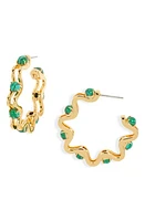 Lele Sadoughi Caterpillar Malachite Hoop Earrings at Nordstrom