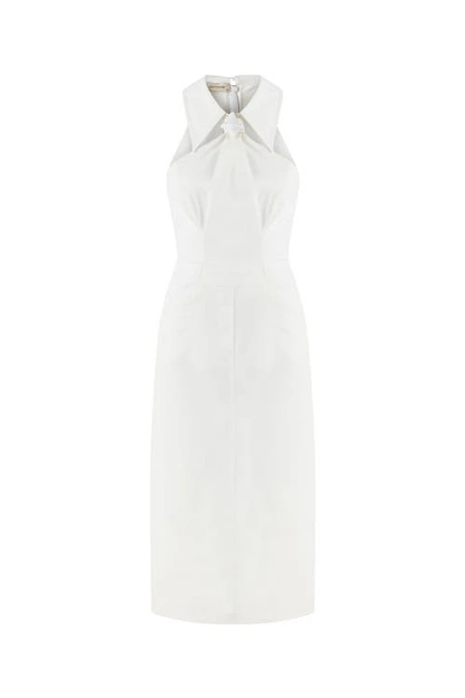 Nocturne Halter Neck Long Dress in White at Nordstrom