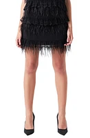 Endless Rose Lace & Feather Miniskirt Black at Nordstrom,