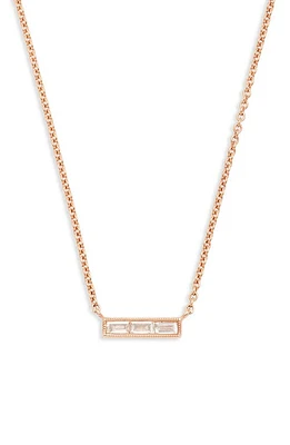 Sethi Couture Diamond Bar Pendant Necklace in Rose Gold/diamond at Nordstrom, Size 18