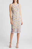 Black Halo Maddie Floral Embellished Sheath Dress Playful Pansy at Nordstrom,