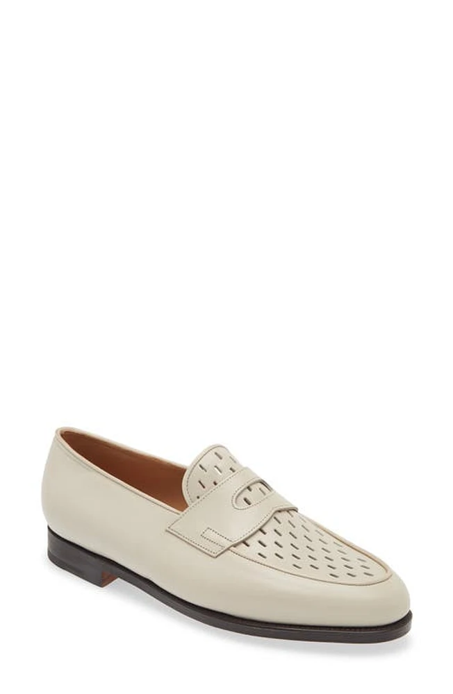 John Lobb Lopez Perforated Penny Loafer Chalk at Nordstrom,