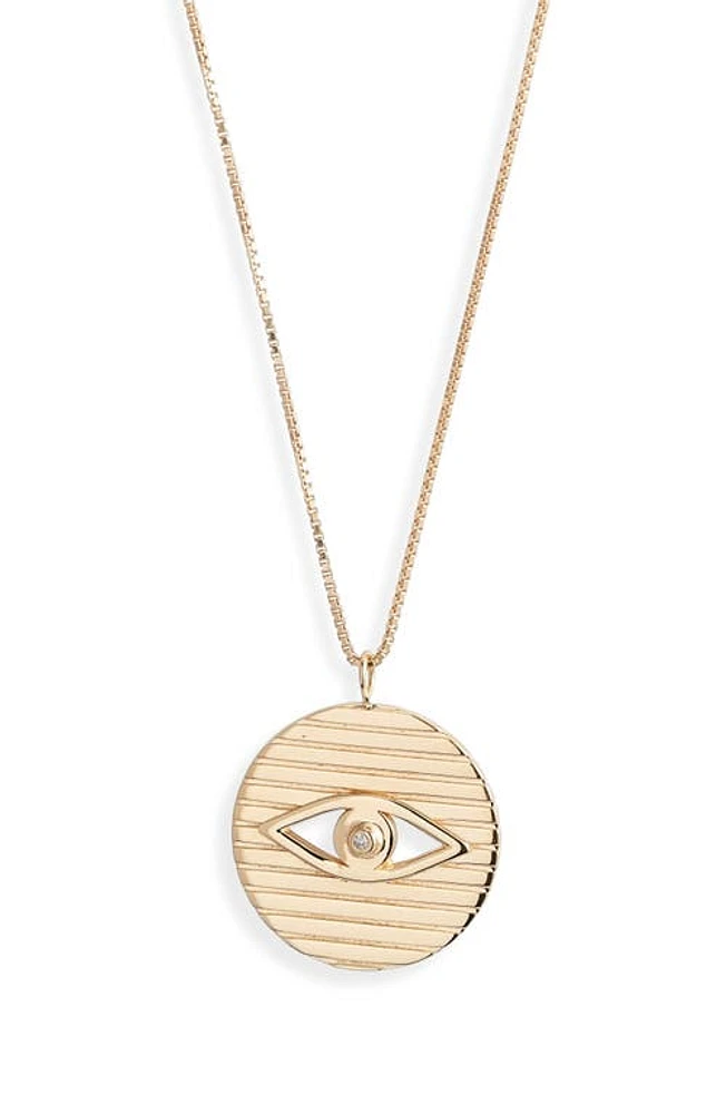 Jennifer Zeuner Stassi Diamond Evil Eye Pendant Necklace in Yellow Gold at Nordstrom