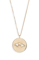 Jennifer Zeuner Stassi Diamond Evil Eye Pendant Necklace in Yellow Gold at Nordstrom