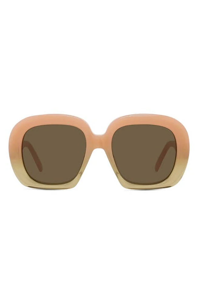 Loewe Curvy 53mm Square Sunglasses in Shiny Pink /Brown at Nordstrom