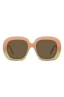 Loewe Curvy 53mm Square Sunglasses in Shiny Pink /Brown at Nordstrom