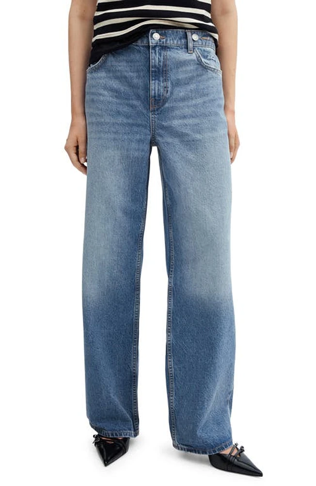 MANGO Loose Fit Wide Leg Jeans Medium Vintage Blue at Nordstrom,