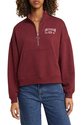 Vinyl Icons Amsterdam Quarter Zip Fleece Pullover Zinfandel at Nordstrom,