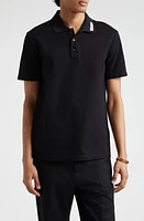 Versace Solid Cotton Piqué Polo Black at Nordstrom,