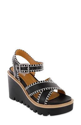 MIA Cienna Wedge Sandal Black/Natural at Nordstrom,