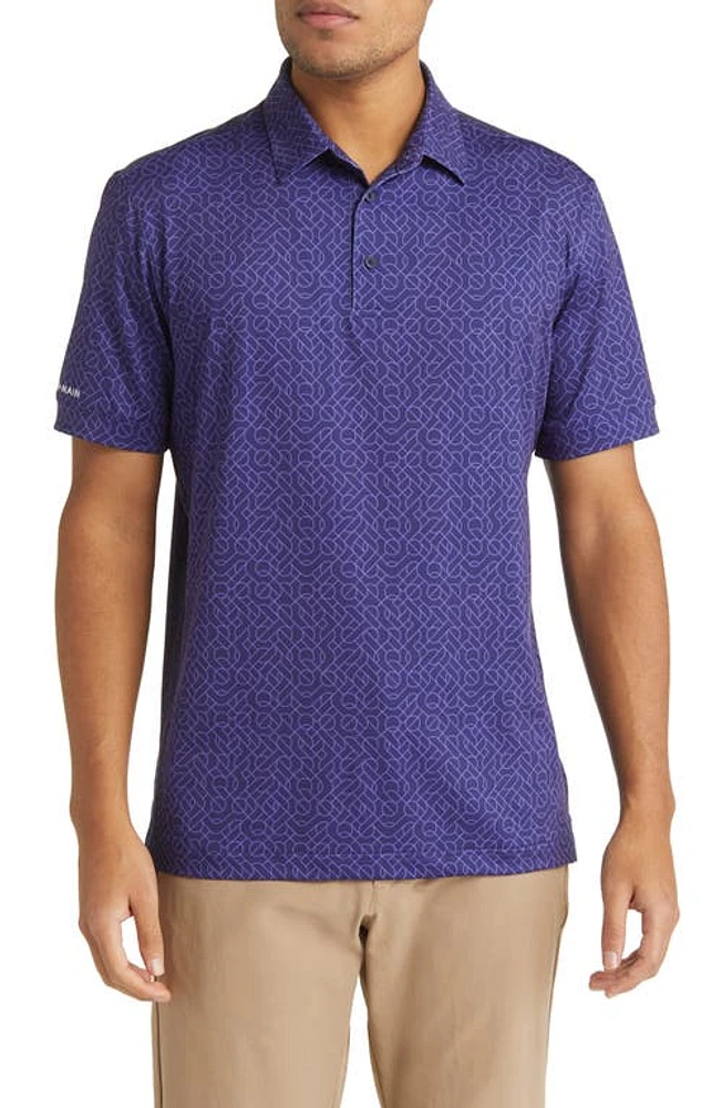 Mizzen+Main Versa Performance Golf Polo in Deep Blue Maze Print at Nordstrom, Size Xx-Large