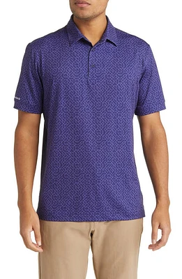 Mizzen+Main Versa Performance Golf Polo in Deep Blue Maze Print at Nordstrom, Size Xx-Large