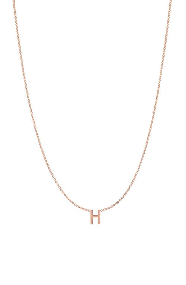 BYCHARI Initial Pendant Necklace in 14K Rose Gold-H at Nordstrom