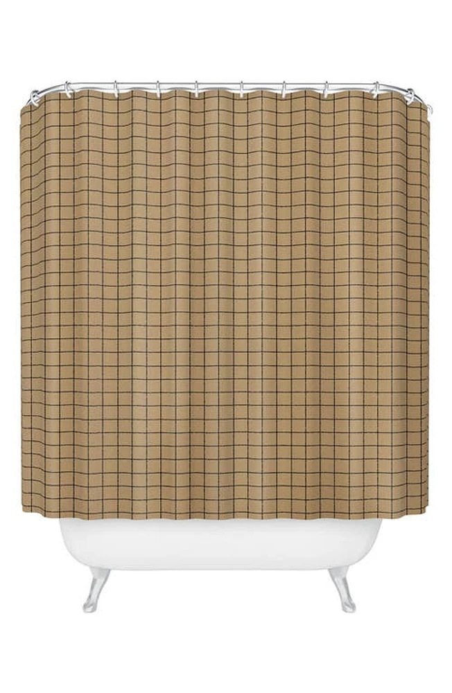 Deny Designs Kraft Grid Shower Curtain in Beige at Nordstrom