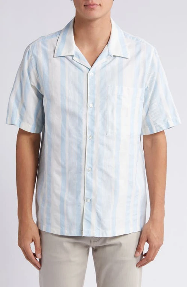 NN07 Julio 5412 Stripe Short Sleeve Button-Up Camp Shirt Polar Wind at Nordstrom,