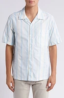 NN07 Julio 5412 Stripe Short Sleeve Button-Up Camp Shirt Polar Wind at Nordstrom,