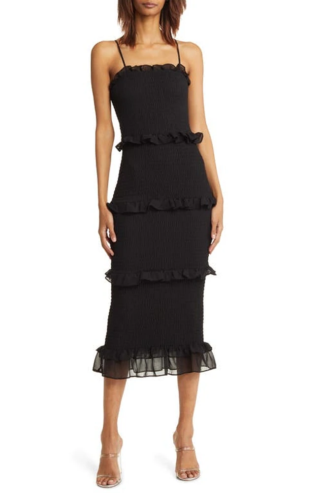 bebe Smocked Georgette Cocktail Dress at Nordstrom,